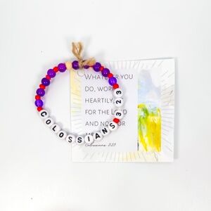 Bible Verse Beaded Bracelet - Handmade - NEW - Colossians 3:23